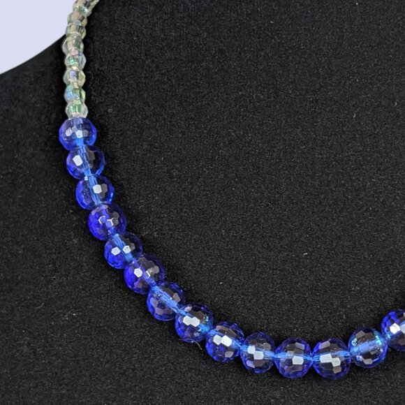 V. Blue Glass Beaded Necklace - Picture 2 of 5
